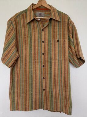 The Territory Ahead Short Sleeve Button Up Shirt Mens Large Colorful Cotton